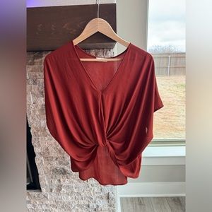 Nordstrom Lush terracotta short sleeve blouse XS